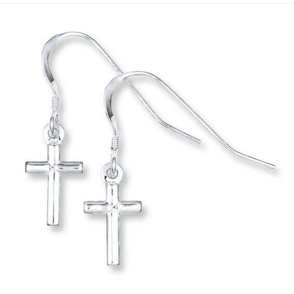 Jewelry - Nwt- Kay's sterling silver cross dangle drop earrings still in custom box